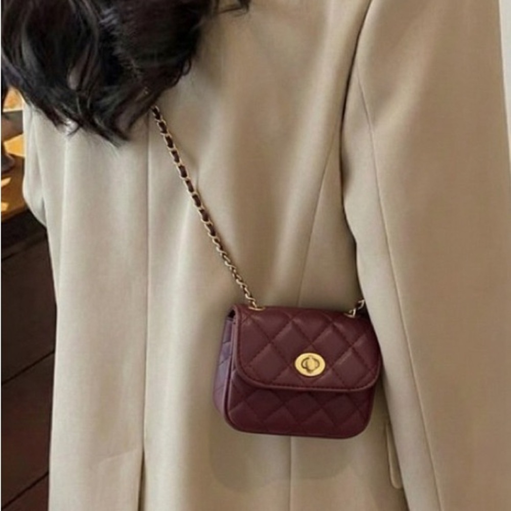 Burgundy Crossbody Chain Vegan Bag